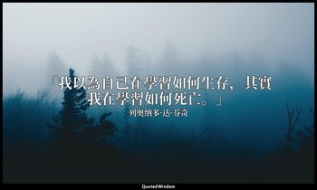 「我以為自己在學習如何生存，其實我在學習如何死亡。」 — 列奥纳多·达·芬奇