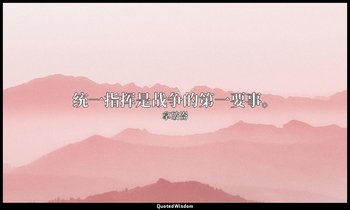 统一指挥是战争的第一要事。 — 拿破崙
