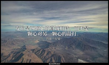友谊是两颗心的真诚相待，而不是一颗心对另一颗心的敲打。 — 鲁迅 （存疑）