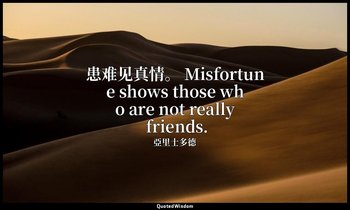 患难见真情。 Misfortune shows those who are not really friends. — 亞里士多德