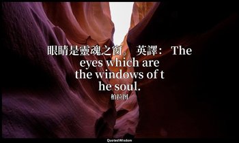 眼睛是靈魂之窗。 英譯： The eyes which are the windows of the soul. — 柏拉图