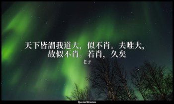 天下皆謂我道大，似不肖。夫唯大，故似不肖。若肖，久矣 — 老子