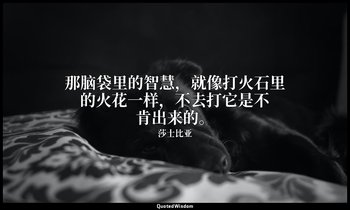 那脑袋里的智慧，就像打火石里的火花一样，不去打它是不肯出来的。 — 莎士比亚