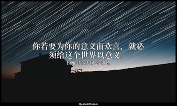 你若要为你的意义而欢喜，就必须给这个世界以意义。 — 约翰·沃尔夫冈·冯·歌德
