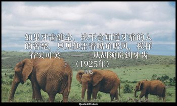 如果牙齿健全，决不会知道牙痛的人的苦楚，只见他歪着嘴角吸风，模样着实可笑。 ——《从胡须说到牙齿》（1925年） — 魯迅