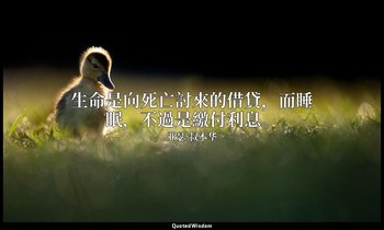 生命是向死亡討來的借貸，而睡眠，不過是繳付利息。 — 亚瑟·叔本华