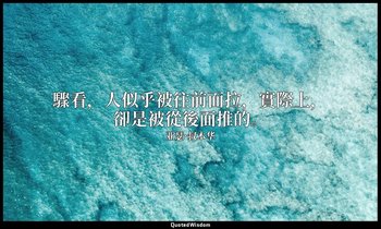 驟看，人似乎被往前面拉，實際上，卻是被從後面推的。 — 亚瑟·叔本华