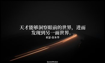 天才能够洞察眼前的世界，进而发现到另一面世界。 — 亚瑟·叔本华