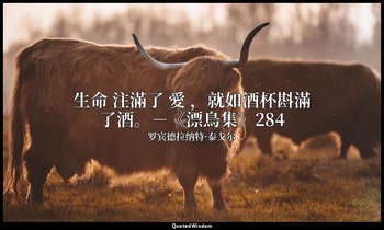 生命 注滿了 愛 ，就如酒杯斟滿了酒。－《漂鳥集》284 — 罗宾德拉纳特·泰戈尔