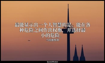 最能显示出一个人智慧的是，能在各种危险之间作出权衡，并选择最小的危险。 — 马基雅维利