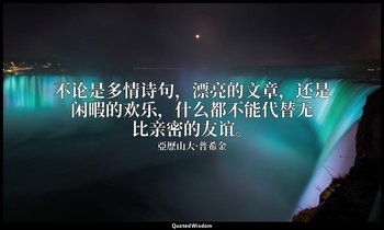 不论是多情诗句，漂亮的文章，还是闲暇的欢乐，什么都不能代替无比亲密的友谊。 — 亞歷山大·普希金