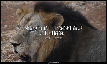 死是可怕的。耻辱的生命是尤其可恼的。 — 威廉·莎士比亚