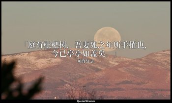 「庭有枇杷树，吾妻死之年所手植也，今已亭亭如盖矣。」 — 项脊轩志