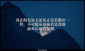 真正的友谊无论从正反看都应一样，不可能从前面看是蔷薇而从后面看是刺。 — 吕克特
