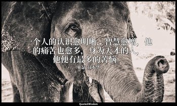 一个人的认识愈明晰，智慧愈增，他的痛苦也愈多，身为天才的人，他便有最多的苦恼。 — 亚瑟·叔本华
