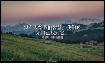 没有人给我们智慧，我们必须自己找到它。 — 马塞尔·普钽鲁斯特