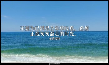 不要为已消尽之年华叹息，必须正视匆匆溜走的时光。 — 布莱希特