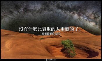 沒有什麼比衰退的人更醜的了。 — 弗里德里希·尼采