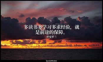 多读书多学习多求经验，就是前途的保障。 — 罗曼罗兰