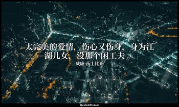 太完美的爱情，伤心又伤身，身为江湖儿女，没那个闲工夫 。 — 威廉·莎士比亚