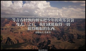 等青春轻飘的烟雾把少年的欢乐袅袅曳去，之后，我们就能取得一切值得吸取的东西。 — 亞歷山大·普希金