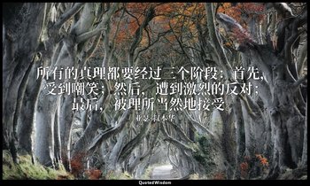 所有的真理都要经过三个阶段：首先，受到嘲笑；然后，遭到激烈的反对；最后，被理所当然地接受。 — 亚瑟·叔本华