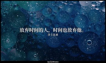 放弃时间的人，时间也放弃他。 — 莎士比亚