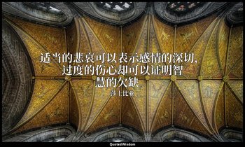 适当的悲哀可以表示感情的深切，过度的伤心却可以证明智慧的欠缺。 — 莎士比亚