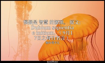 懷疑是 智慧 的源頭。 原文: Dubium sapientiae initium. （ 9月17日之每日名言 ） — 勒内·笛卡儿