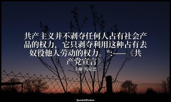 共产主义并不剥夺任何人占有社会产品的权力，它只剥夺利用这种占有去奴役他人劳动的权力。*:——《共产党宣言》 — 卡爾·馬克思