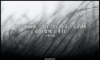 生由死而來。麥子為了萌芽，它的種子必須要死了才行。 — 圣雄甘地