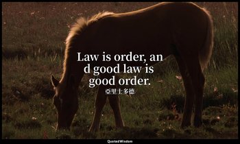 Law is order, and good law is good order. — 亞里士多德