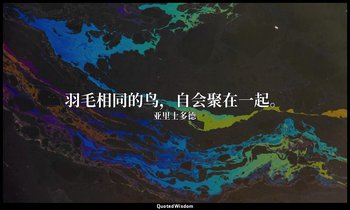 羽毛相同的鸟，自会聚在一起。 — 亚里士多德