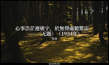 心事浩茫連廣宇，於無聲處聽驚雷。 ——《无题》（1934年） — 魯迅