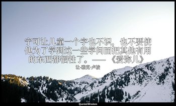 宁可让儿童一个字也不识，也不要使他为了学到这一些学问而把其他有用的东西都牺牲了。—— 《爱弥儿》 — 让-雅克·卢梭