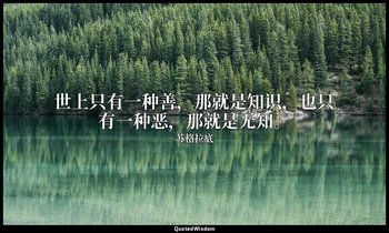 “世上只有一种善，那就是知识，也只有一种恶，那就是无知。” — 苏格拉底