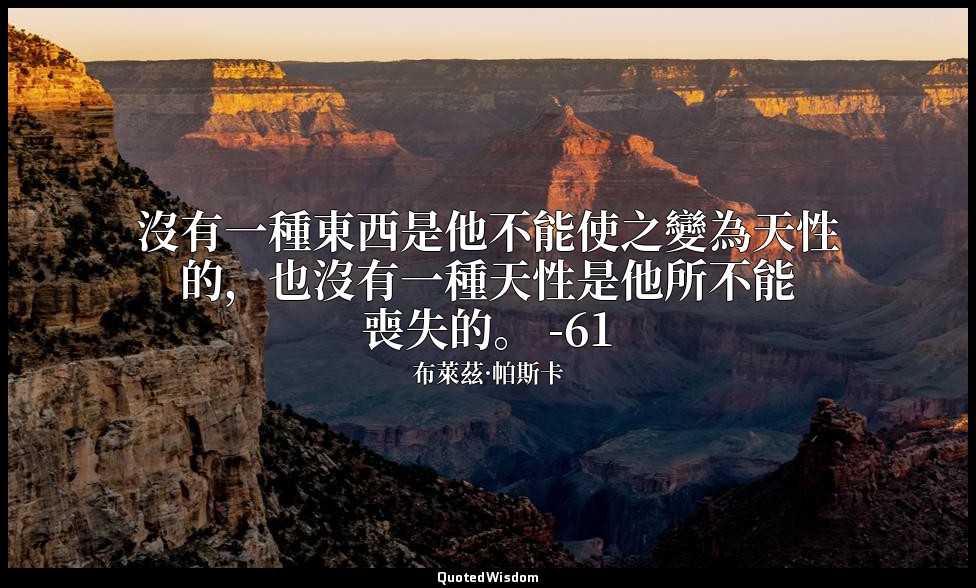 沒有一種東西是他不能使之變為天性的，也沒有一種天性是他所不能喪失的。 -61 — 布萊茲·帕斯卡