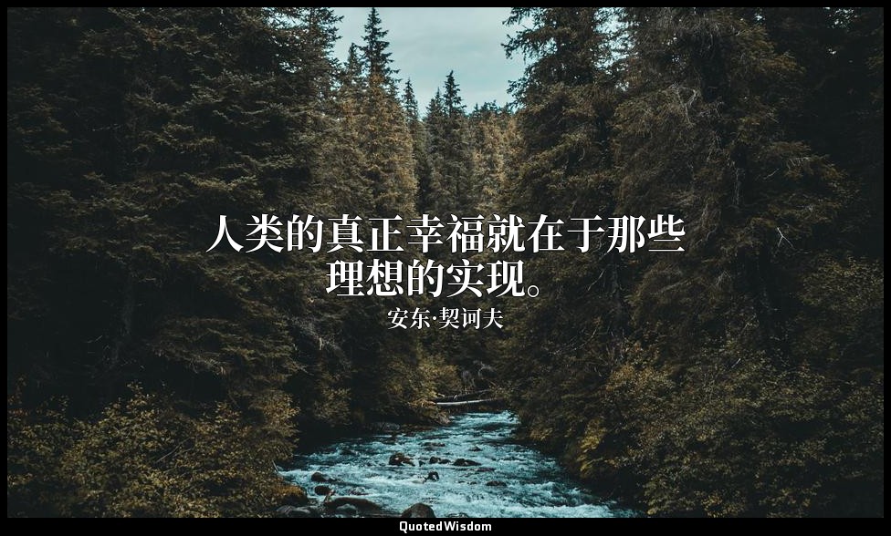 人类的真正幸福就在于那些理想的实现。 — 安东·契诃夫