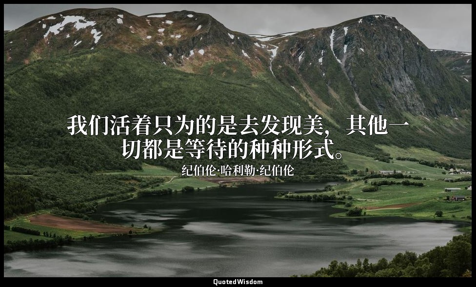 我们活着只为的是去发现美，其他一切都是等待的种种形式。 — 纪伯伦·哈利勒·纪伯伦