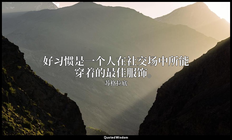 好习惯是一个人在社交场中所能穿着的最佳服饰。 — 苏格拉底