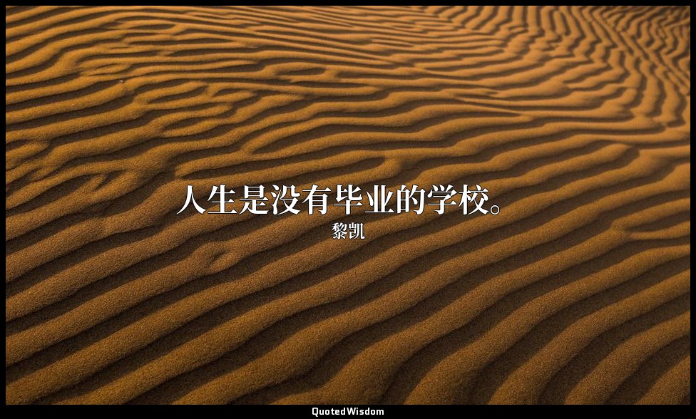 人生是没有毕业的学校。 — 黎凯
